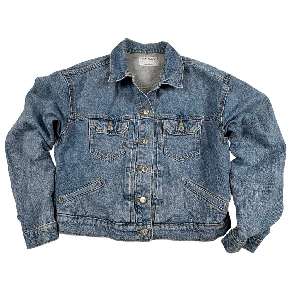 Old Navy Cropped Jean Jacket Women's M Medium Wash Denim Jacket